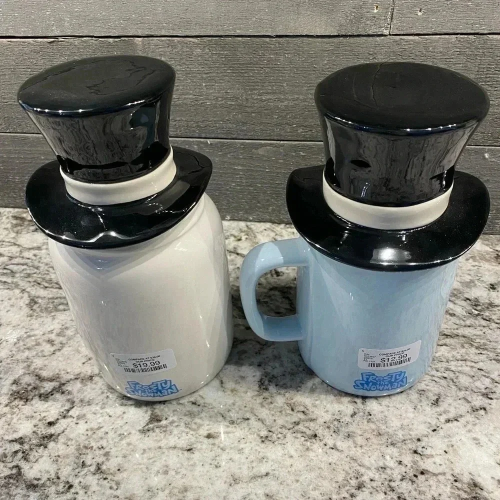 New Rae Dunn Frosty the Snowman Set Jolly Happy Fun Mug & Canister